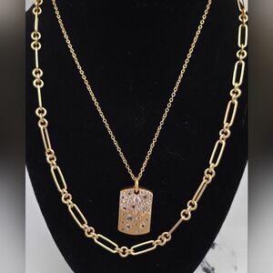 Park Lane Gold Double Chain Necklace with Pendant